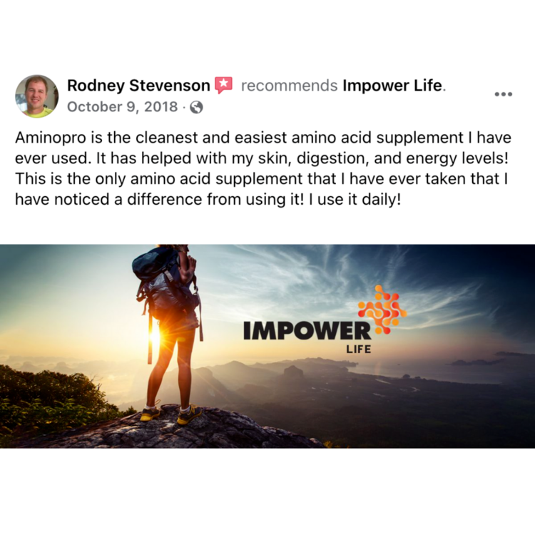 Screenshot of Rodney Stevenson’s October 9, 2018 review describing his personal experience with energy, skin and digestion.